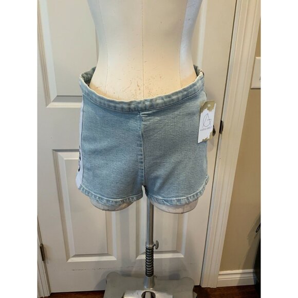 GRLFRND "Diane" Light Wash Blue Denim High Waist Shorts, Size 27 - Picture 1 of 5